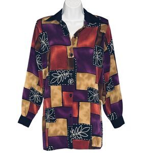 Vintage Studio C Button Up Shirt Colorful Bohemian Top Retro Streetwear Sz Small